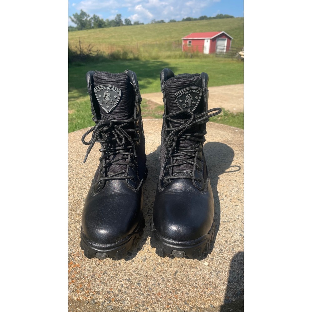 Rocky Boots Mens 7W Black Alpha Force 8" Tactical Duty Work Boots FQ0002173